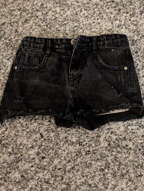 Denim&Co Black Distressed Girls' Denim Shorts